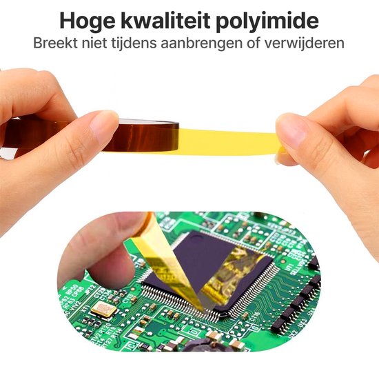 Hoge kwaliteit polyimide tape, wordt aangebracht op een printplaat.