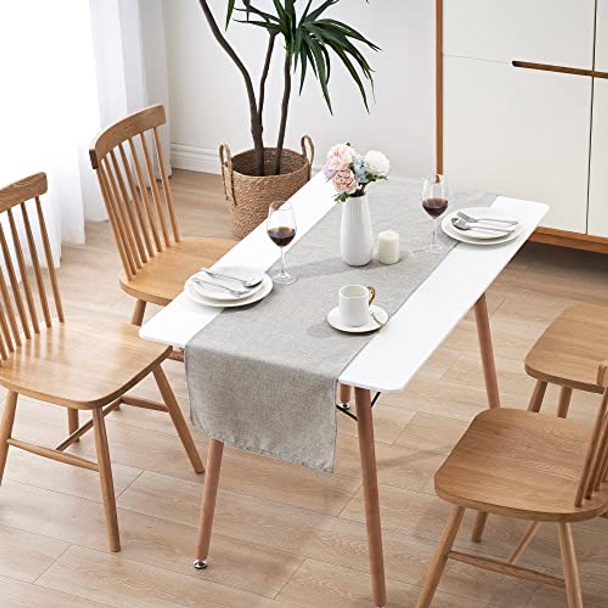 Waterafstotende Tafelloper voor Eettafels - Vlekbescherming en Wasbaar - Grijs - 40x180 cm