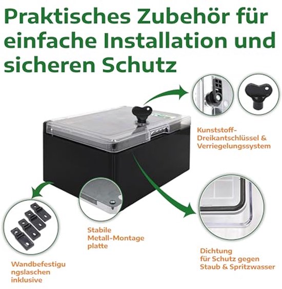 Stekkerdoos voor Buiten - Decon - 1 Stopcontact - Spatwaterdicht IP44 - Wandmontage - Randaarde - Rubber - Zwart | Nederland | BES LED