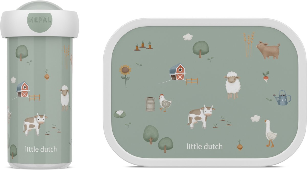 Bol.com Mepal Lunchset (schoolbeker & lunchbox) Campus Little Dutch - 300 + 750 ml - Broodtrommel en Drinkbeker voor kinderen - ... aanbieding
