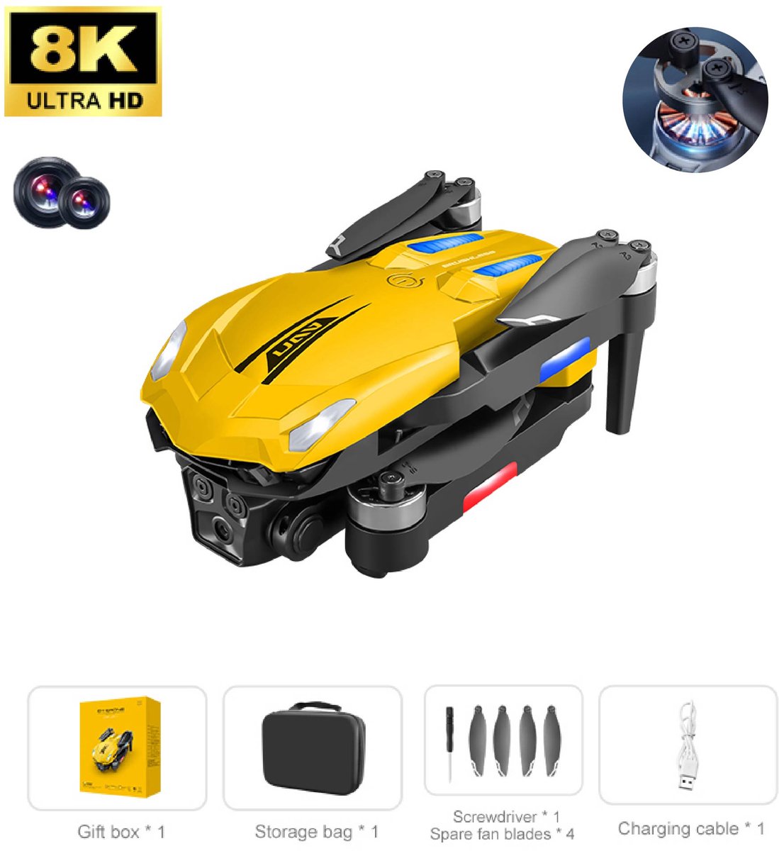D11 Drone 8K HD Dubbele Camera GPS Borstelloze Quadcopter met 360° Obstakelvermijding
