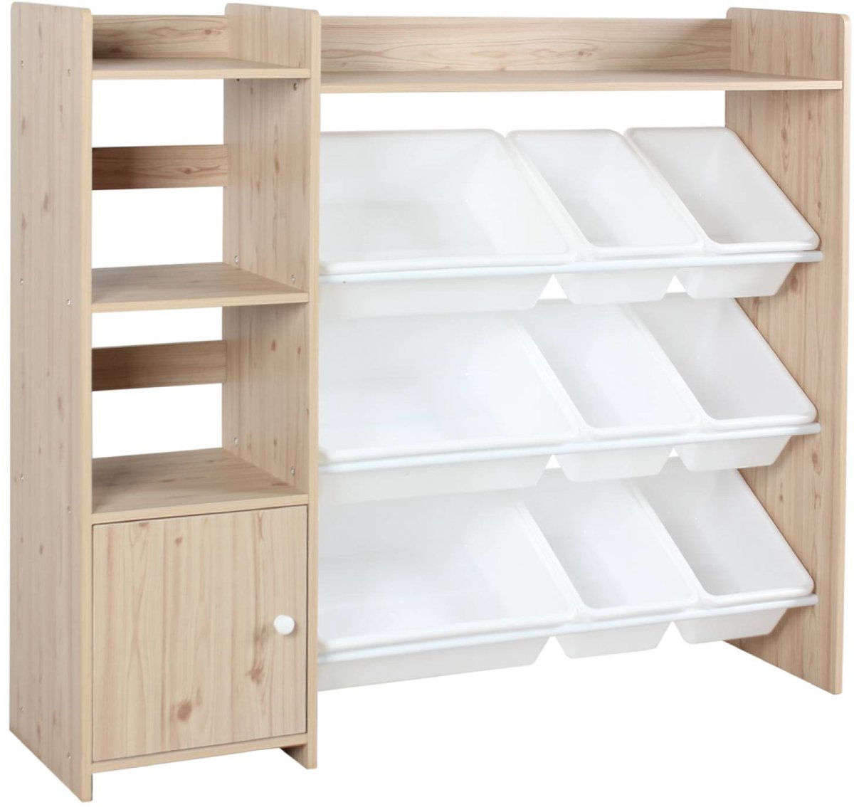sweeek - Kinderopbergmeubel met 9 opbergbakken, 4 planken, 1 deur