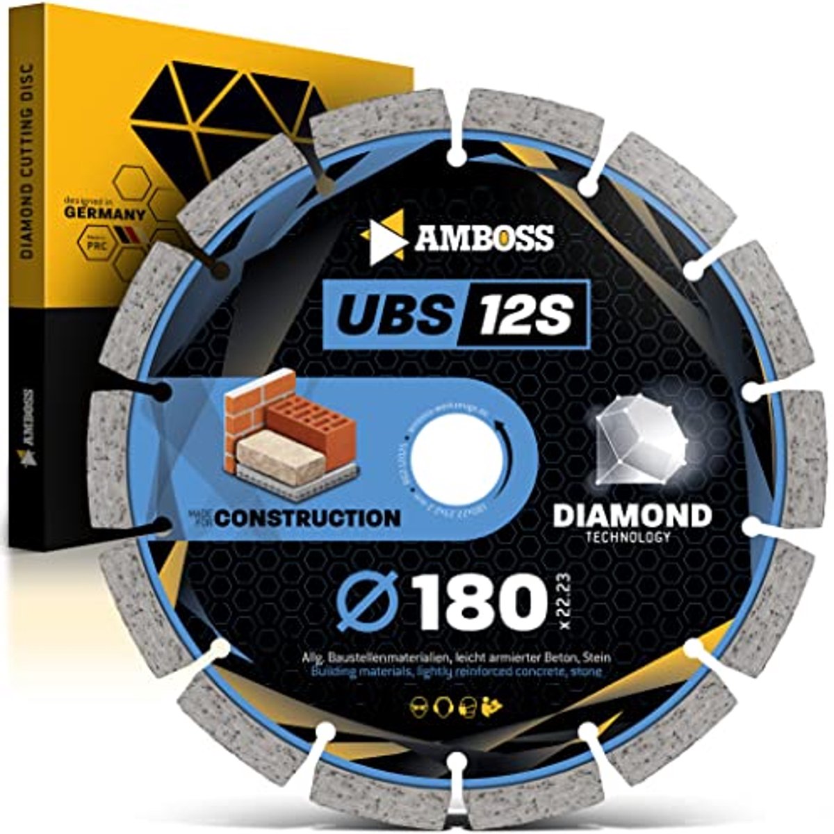 Diamant Doorslijpschijf Ø 180 mm x 22,23 voor Beton en Steen - Licht Gewapend