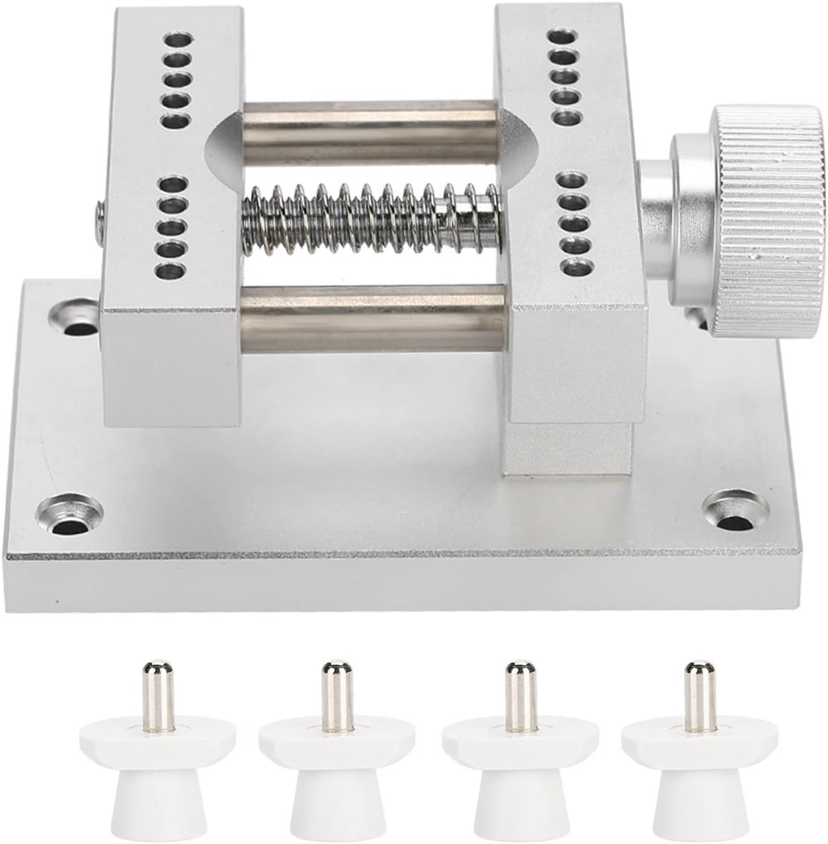 Verstelbare Horloge Behuizing Houder - Niet Krassende Horlogeband Verwijderaar - Basis Horlogemaker Reparatietool voor Juweliers of Amateurs - Zilver