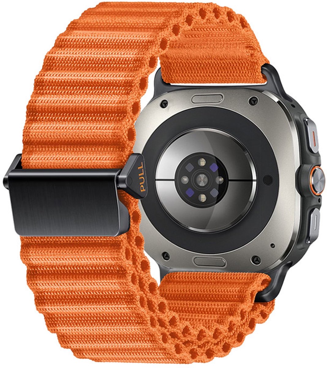 Luxe nylon bandje - geschikt voor Samsung Galaxy Watch Ultra (47mm) / Ultra 2025 (47mm) - premium bandje in ocean stijl - oranje