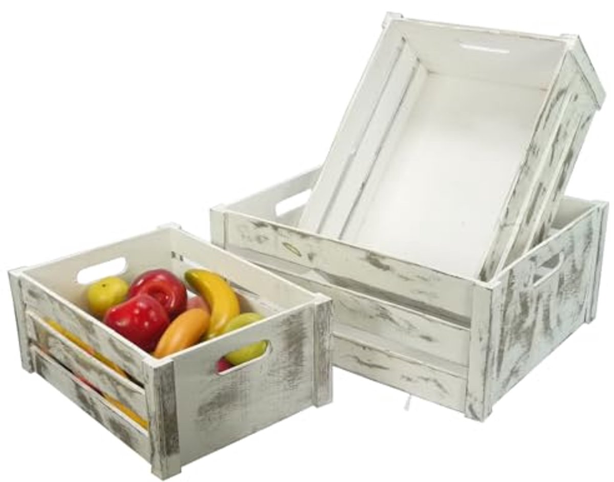 Rustieke Houten Opslagcontainer Set van 3 - Ideaal voor Organisatie en Decoratie
