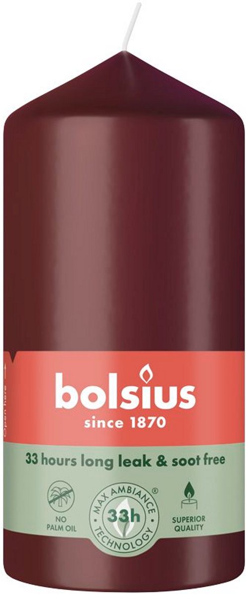 Bolsius - Stompkaars - Essentials - 120/58 - 1 Stuk - Velvet Red