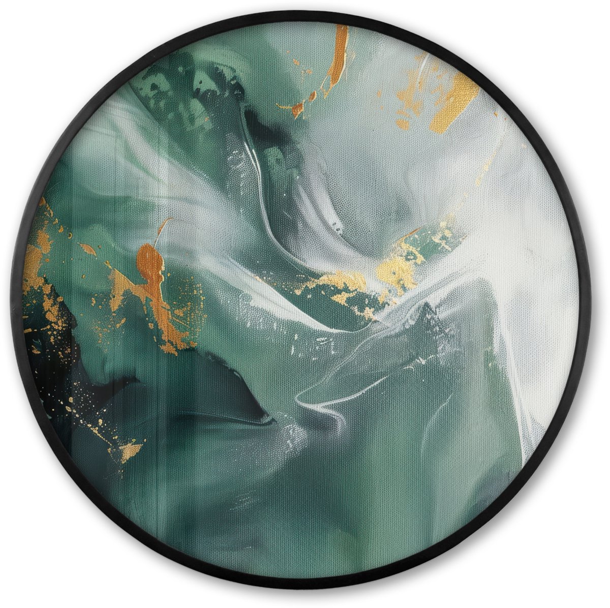 FrameYourWall Poster in lijst Rond - Fotolijst 80x80 cm - Posters - Groen - Modern - Marmer - Abstract - Ronde posterlijst zwart - Decoratie - Wanddecoratie woonkamer - Muurdecoratie slaapkamer