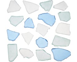 PandaHall Zeeglas Stukjes, Nautisch Verpulverd Zeeglas Caribisch Blauw en Kobaltblauw Wit Glas Getrommeld Oceaanglas Chips Vaasvulling voor Strandbruiloft Decoratie Huisdecoratie DIY Knutselwerk