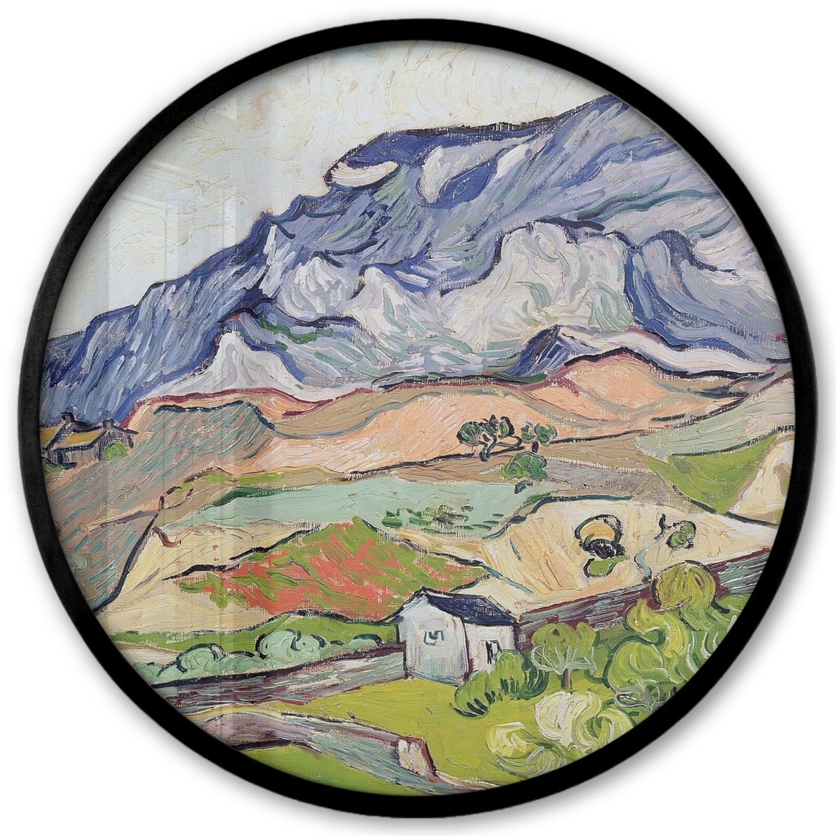 FrameYourWall Poster in lijst Rond - Fotolijst 40x40 cm - Posters - De Alpen - Vincent van Gogh - Ronde posterlijst zwart - Decoratie - Wanddecoratie woonkamer - Muurdecoratie slaapkamer Multicolor