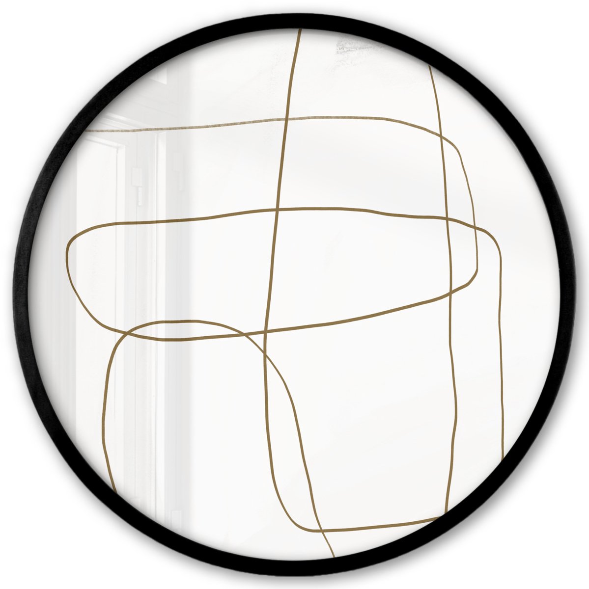 FrameYourWall Poster in lijst Rond - Fotolijst 40x40 cm - Posters - Abstract - Wit - Luxe - Ronde posterlijst zwart - Decoratie - Wanddecoratie woonkamer - Muurdecoratie slaapkamer Multicolor