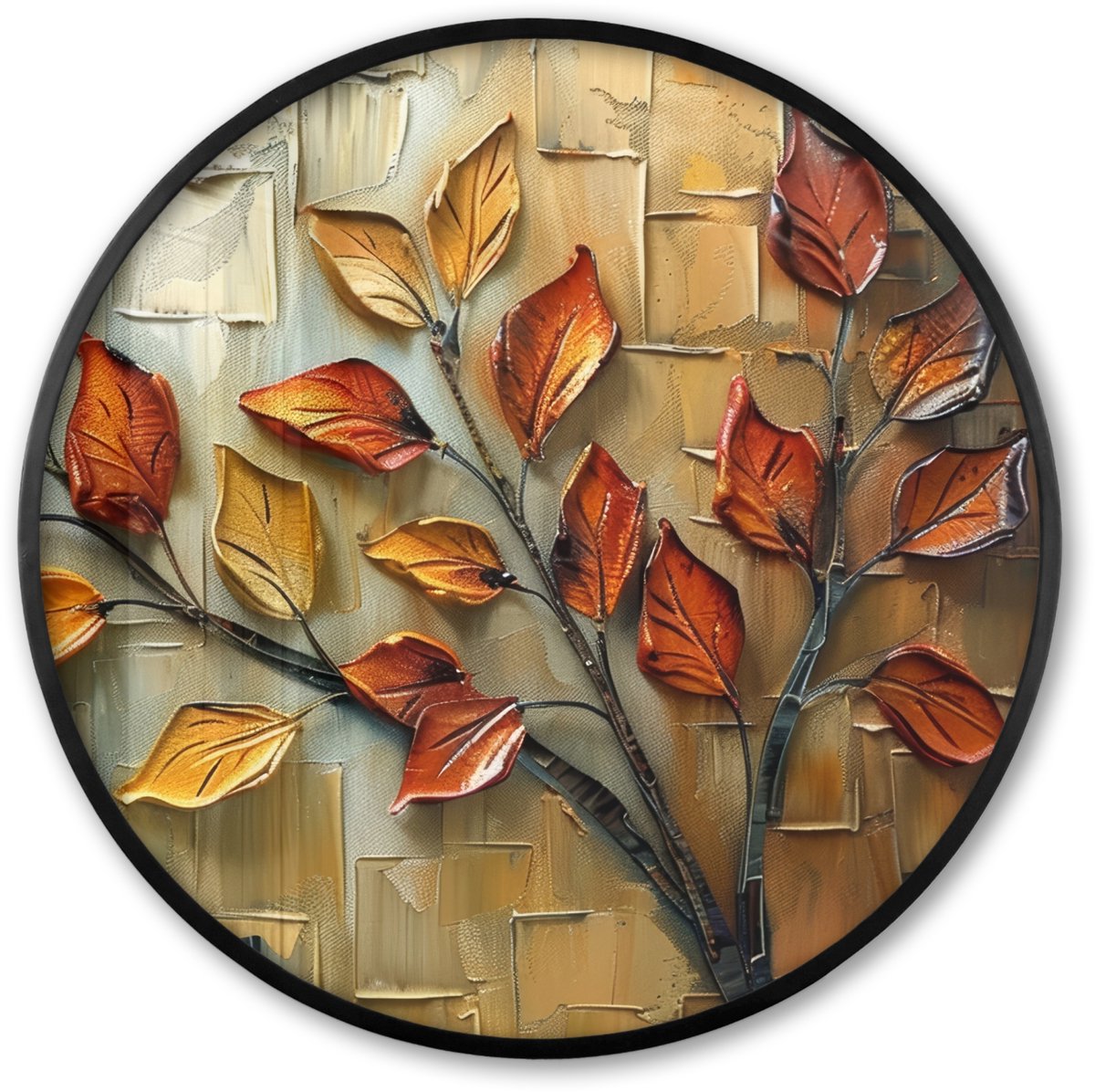 FrameYourWall Poster in lijst Rond - Fotolijst 80x80 cm - Posters - Boom - Abstract - Natuur - Kunst - Ronde posterlijst zwart - Decoratie - Wanddecoratie woonkamer - Muurdecoratie slaapkamer Boom - Verf