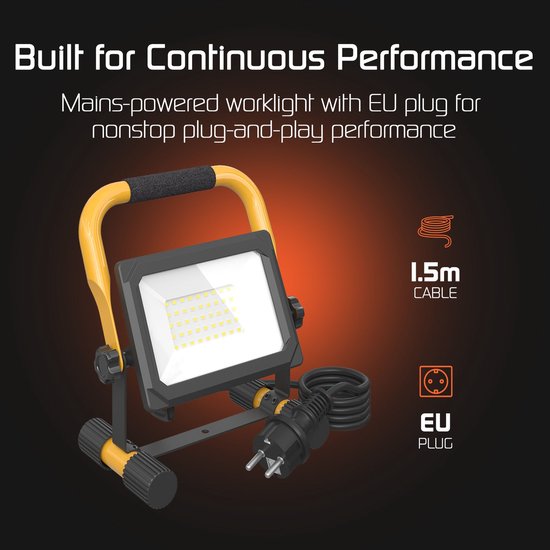 Ledvion - Lampe de chantier LED - 30 W - 6 500 K - 3 300 L - IP65