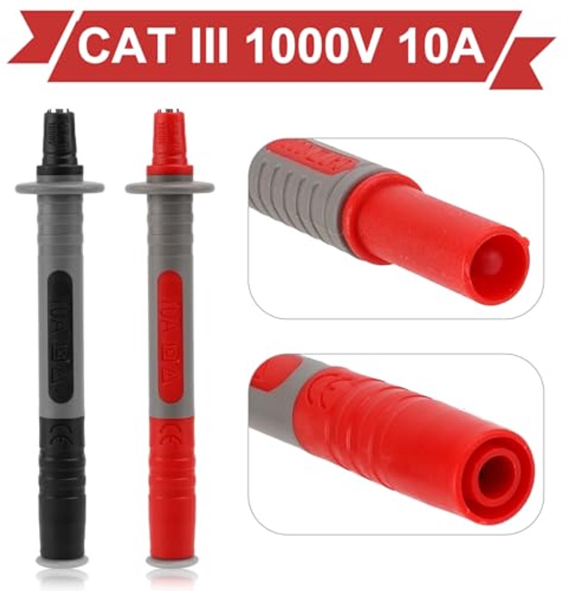 Multimeter Test Cables Set, Contains Crocodile Clips 4mm Stackable Banana Plugs & Cutting Measuring Points Replaceable Wires for Digital Multimeters Circuit Testing Electrical Measurements