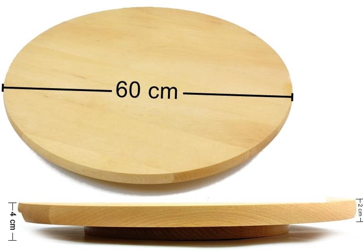 Ronde Houten Draaiplank 60 cm voor Serveerpizza en Taart