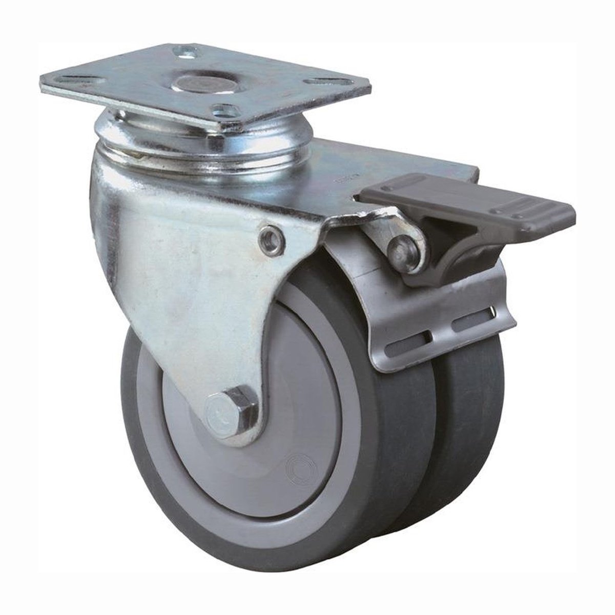 BS zwenkwielen Dubbel zwenkwiel met rem Ø 75 mm 80 kg - B120.A85....