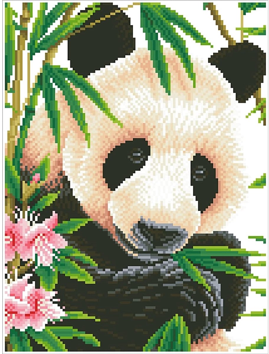 Diamond Dotz® - Diamond painting volwassenen - Dieren - Panda prins 40 x 30cm - Ronde steentjes - Volledig pakket — afbeelding 3