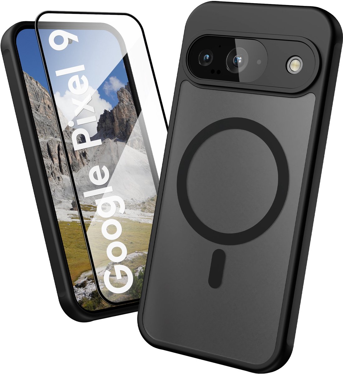 Oakshield Hoesje voor Google Pixel 9 – Halftransparante Telefoonhoes – Schokbestendige Beschermhoes met Camerabescherming – Case in zwart