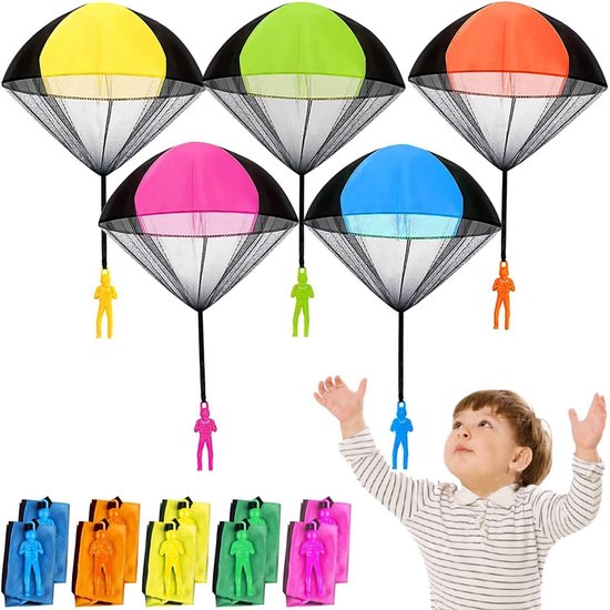 10 Pcs Jouet Parachute, Ensemble de Jouets Parachute à Lancer à la Main, Jouets d'Extérieur pour Enfants, Cadeau pour Enfants (Couleur Aléatoire
