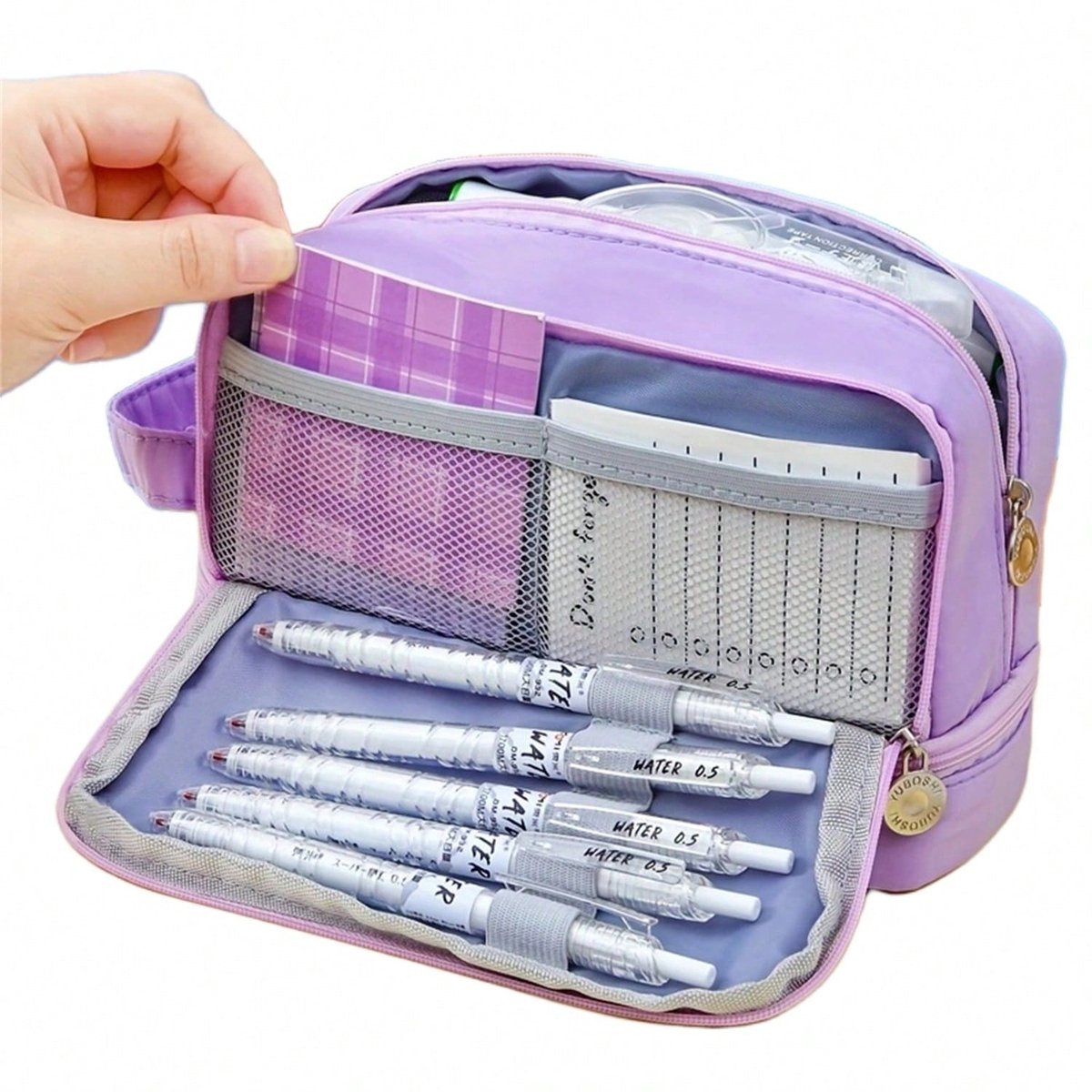 AOOSU Etui, Grote Etui met 4 Vakken, Etui voor Schoolbenodigdheden, Grote Etui met Handvat voor Kinderen, Dames, Heren, voor School en Kantoor
