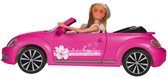 Roze Steffi Love cabriolet speelgoedauto met poppetje met oranje zonnebril.