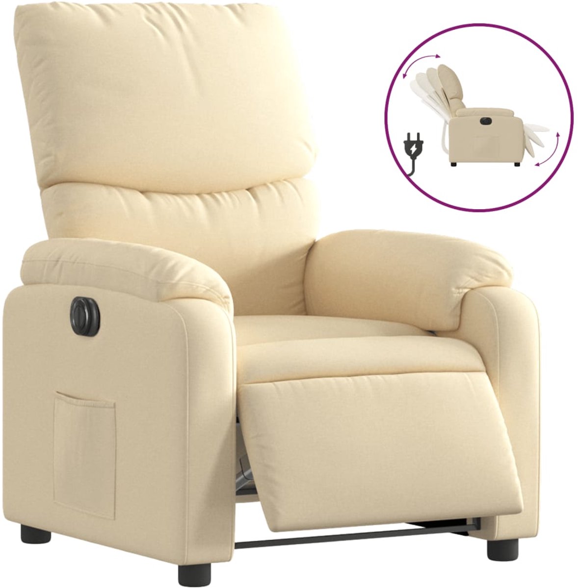 vidaXL Fauteuil - verstelbaar - elektrisch - stof - crèmekleurig