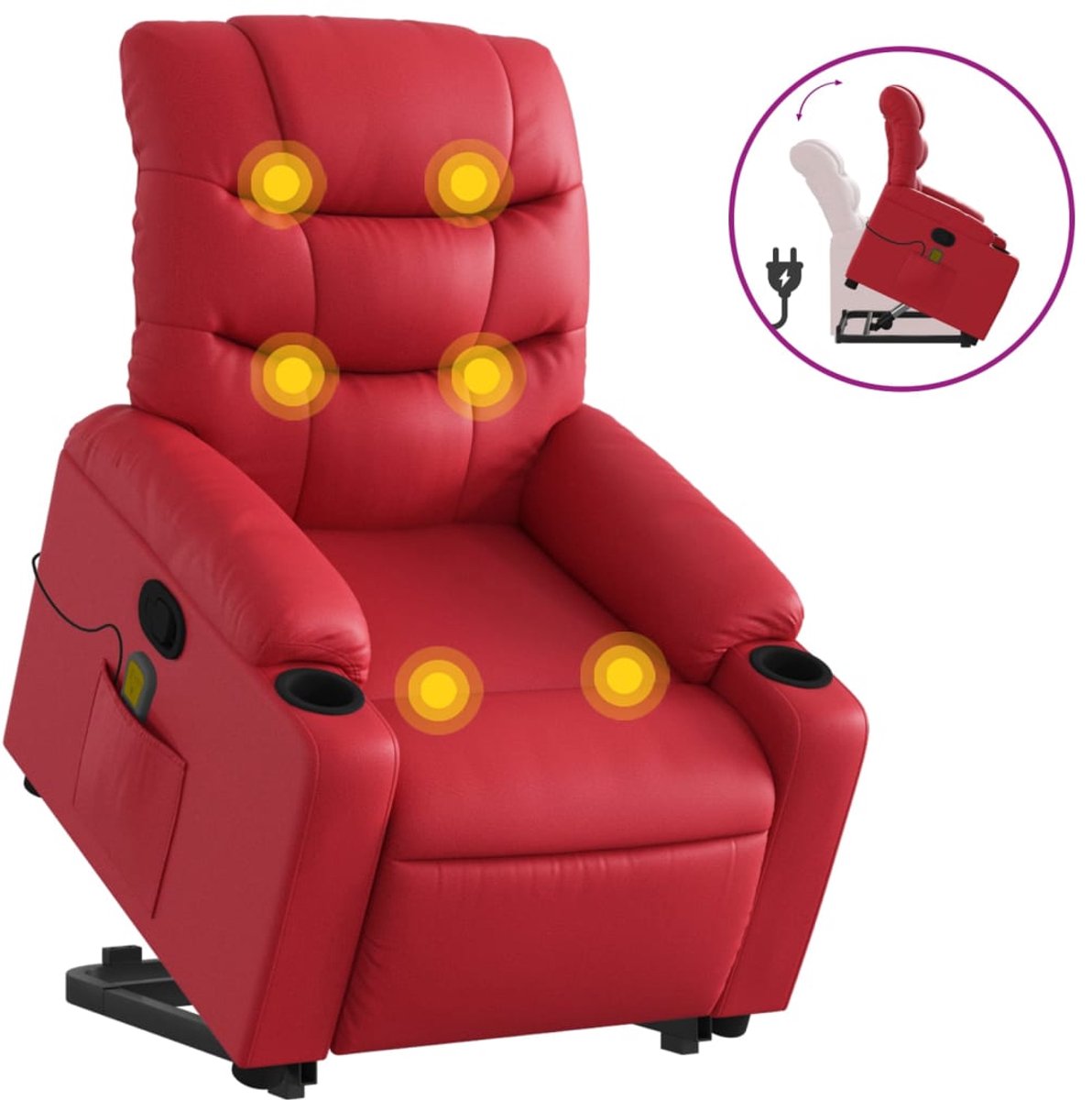 vidaXL Sta-op-massagestoel - verstelbaar - kunstleer - rood