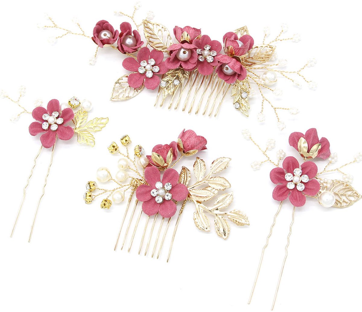 JeiibrZui Haarclipkam - Bruidshaarclips - Acryl Parelmoer Glans Uniek Ontwerp - 4 Kleuren - Voor Bruiloften Feesten Jubilea