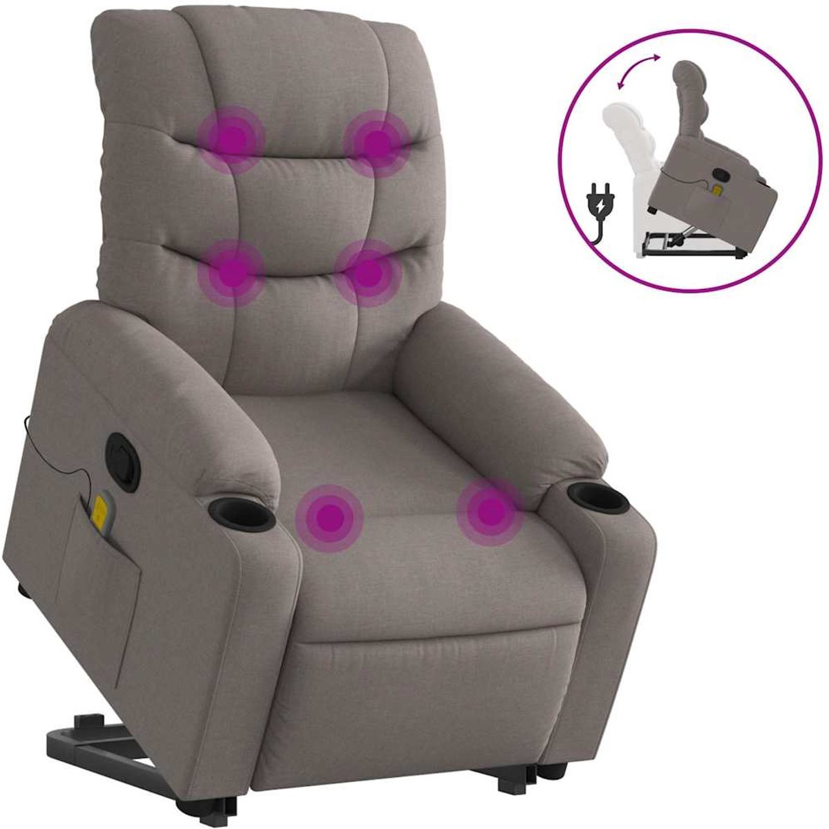 vidaXL Sta-op-massagestoel - verstelbaar - stof - taupe