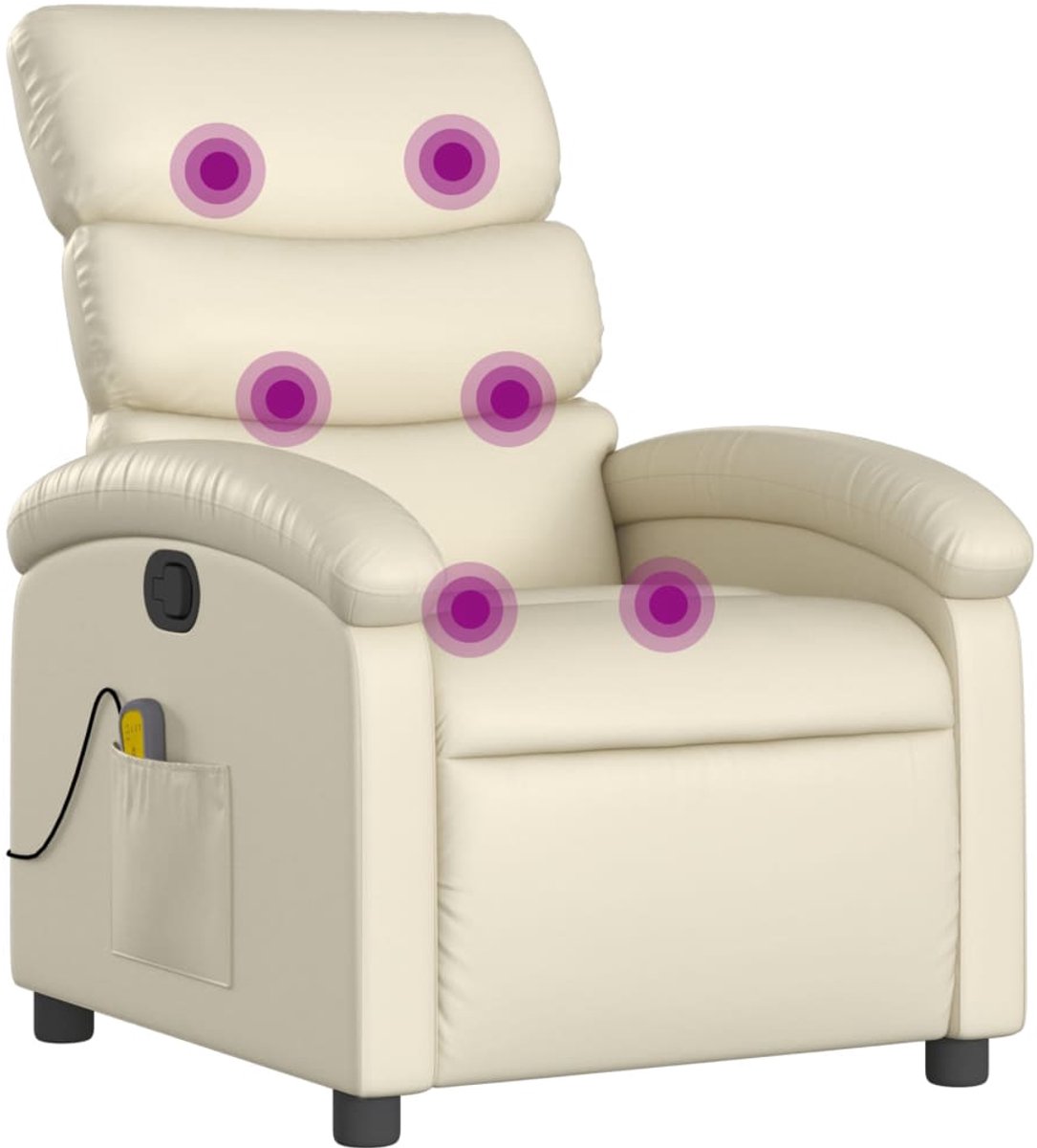 vidaXL Massagestoel - van - kunstleer - in - crèmekleur