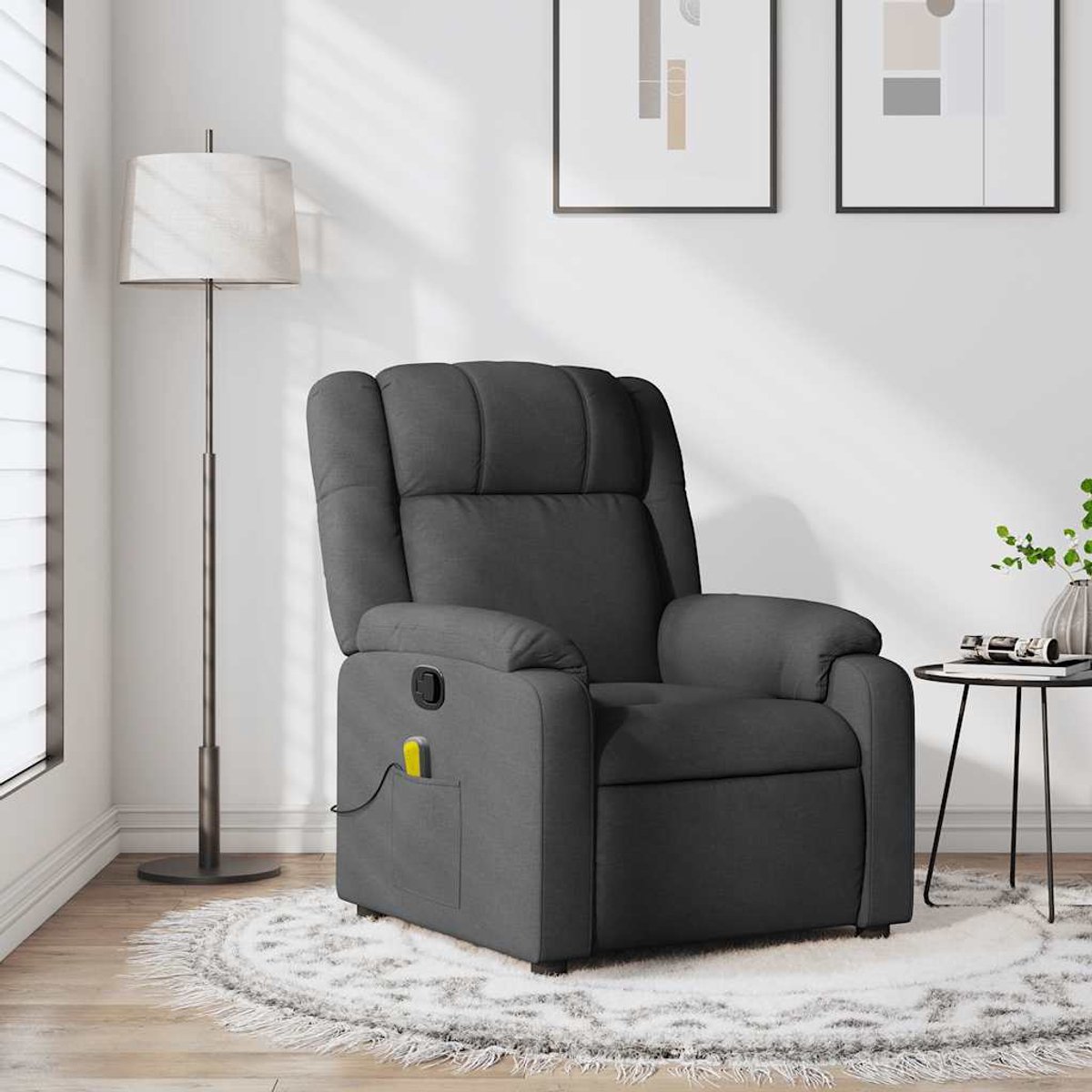 vidaXL Massagestoel - in - donkergrijze - stof Donkergrijs