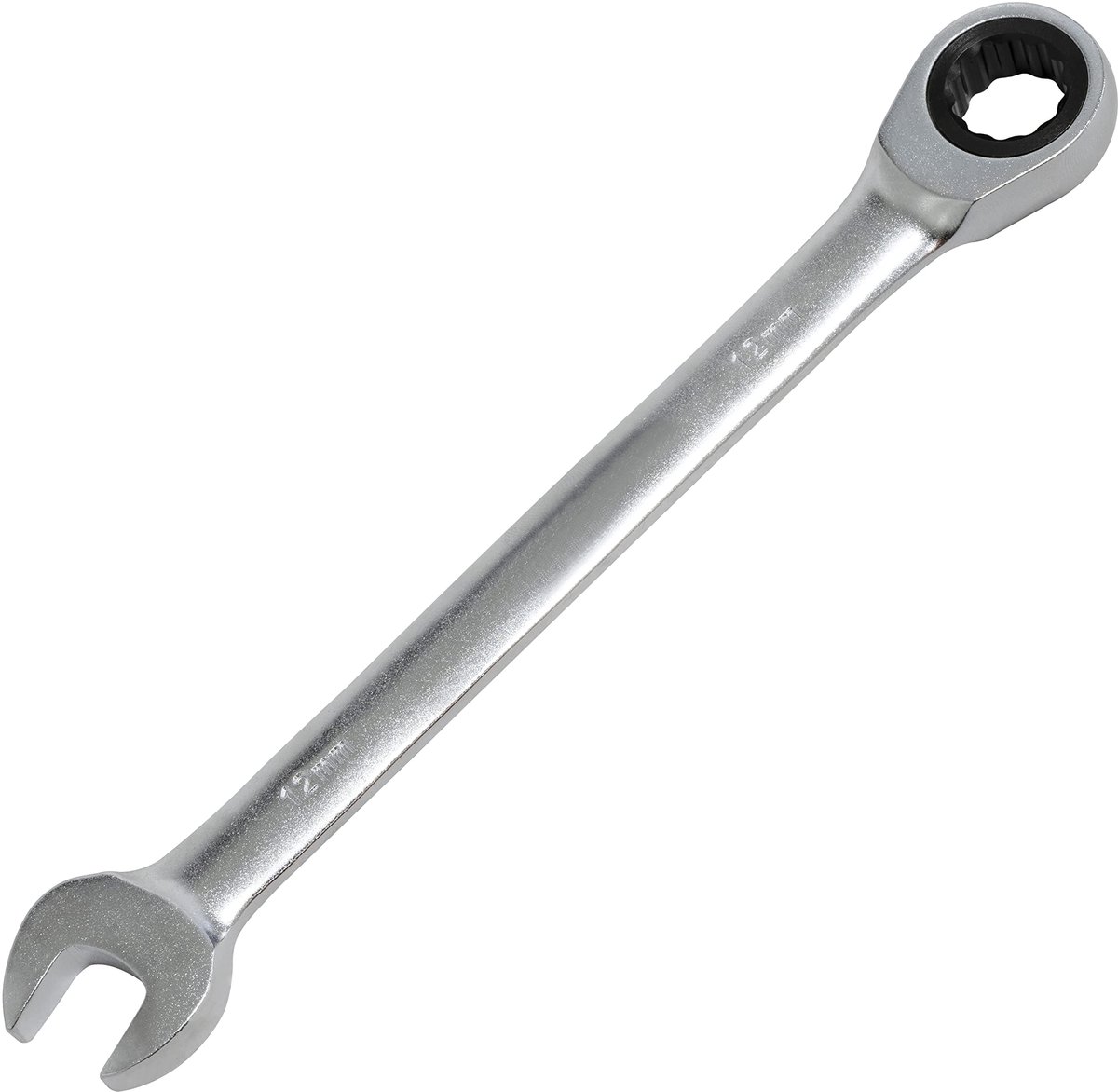 Aerzetix C64785 - Metrietrische platte ringsleutel 12 x 171 mm met ratchet - rechthoekige handgreep - CR-V staal - zilver