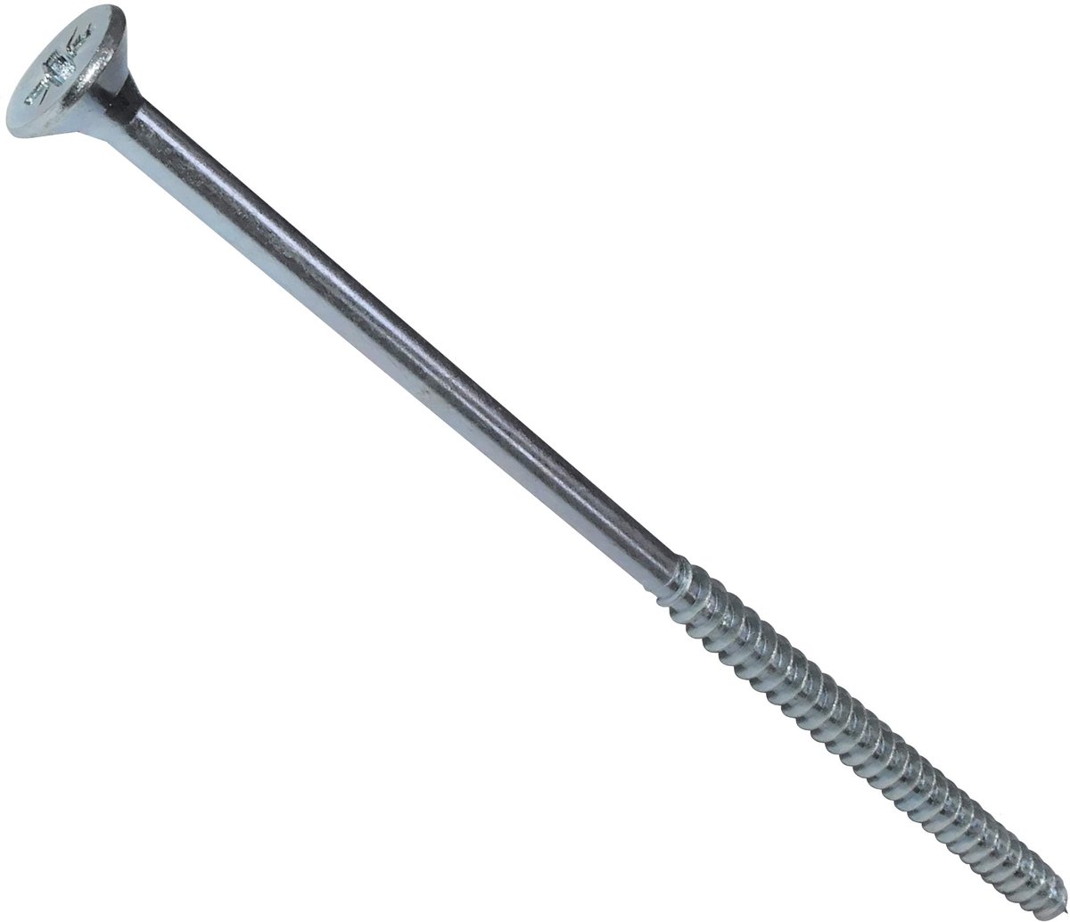 Set van 50 gegalvaniseerde houtschroeven van staal met een diameter van 6 mm en lengte van 150 mm, voorzien van milled head en Pozidriv voor stevige bevestiging