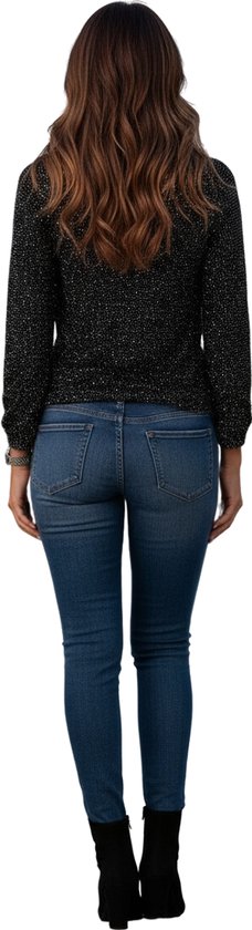 Pull Zwart Glitter - Col V- Brillance - Femmes - Chemise à manches longues - Fête - Top