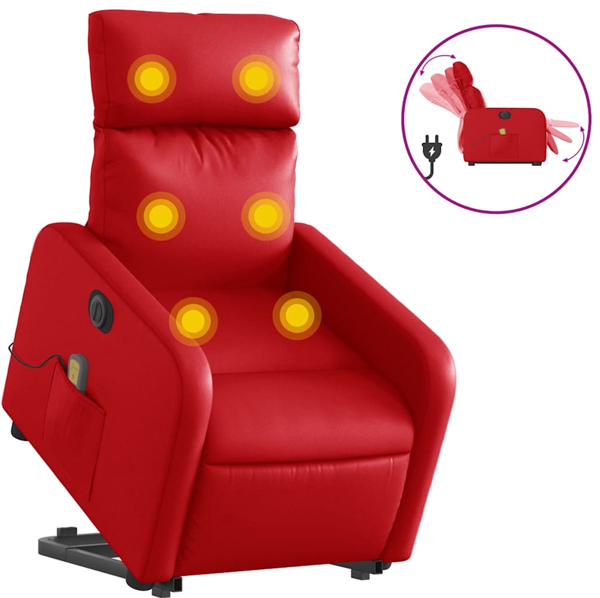 vidaXL Sta-op-massagestoel - elektrisch - kunstleer - rood