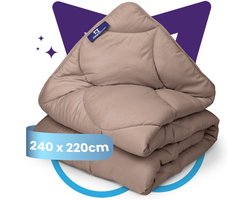 Slaapspeciaal eazydekbed Essential 240x220 cm - BRUIN - Dekbed Zonder Overtrek – Gekleurd Dekbed – Hoesloos Dekbed - Wasbaar Dekbed - Luxe Gelvezels - Anti-Allergisch & Perfect Voor Elk Seizoen - Lits Jumeaux