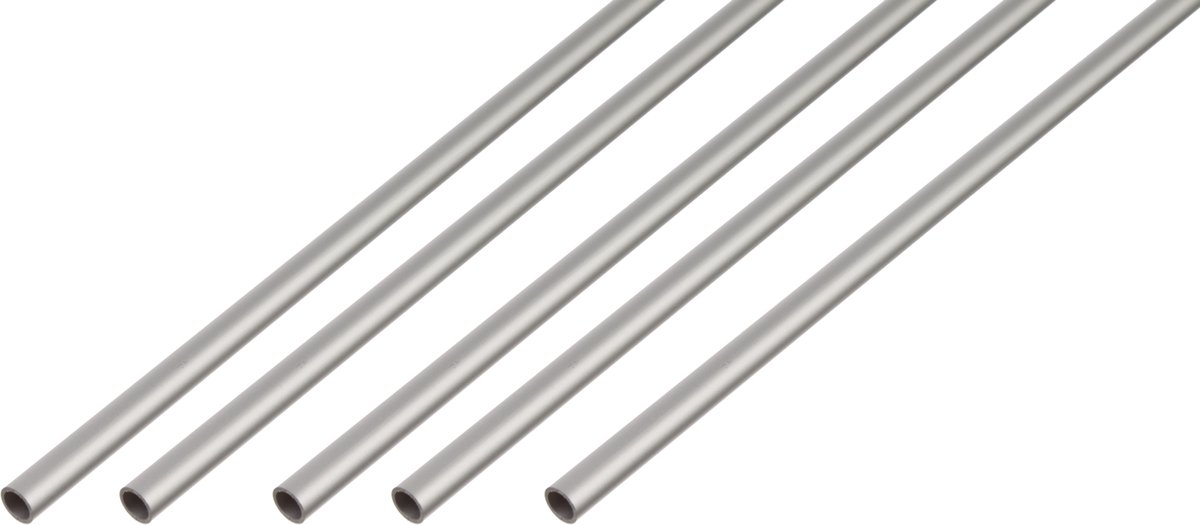 Alberts 5 x ronde buis, Aluminium, zilverkleurig geanodiseerd, Ø8 x 1 mm, lengte 2 m