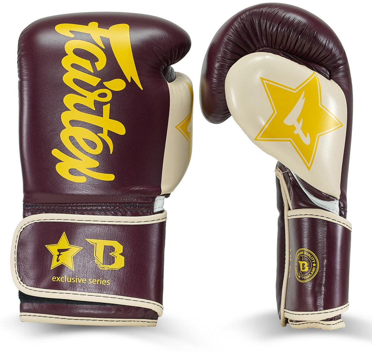 Fairtex X Booster Bokshandschoenen - FXB BG V2 - Echt leer - Donkerrood/Beige/Geel 16 oz