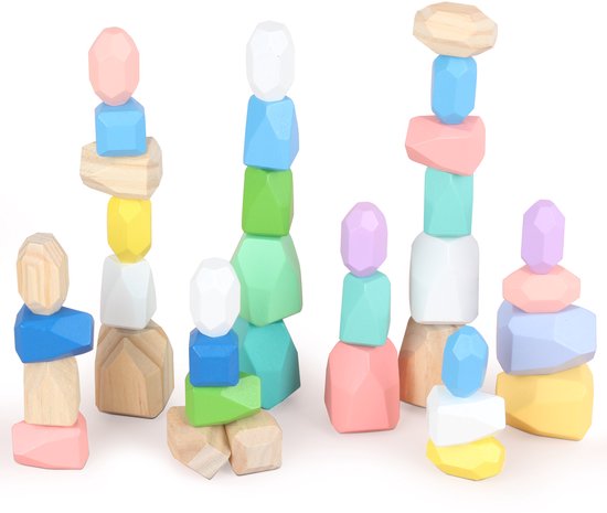 Foto: Bambini stapelstenen stapelblokken balancerende stenen kinderspeelgoed educatief speelgoed 36 stuks verschillende kleuren