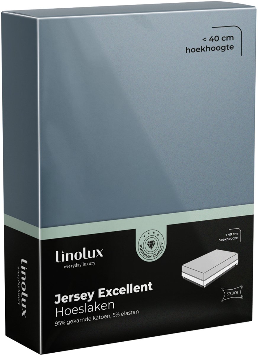 Linolux Hoeslaken Jersey Excellent Denim 180x200 t/m 200x220