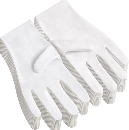 Gants en coton Witte - 12 paires - Gants en coton - Convient pour les mains sèches, l'hydratation, le maquillage, l'eczéma, le spa et l'inspection des bijoux, gants de service - 19 cm
