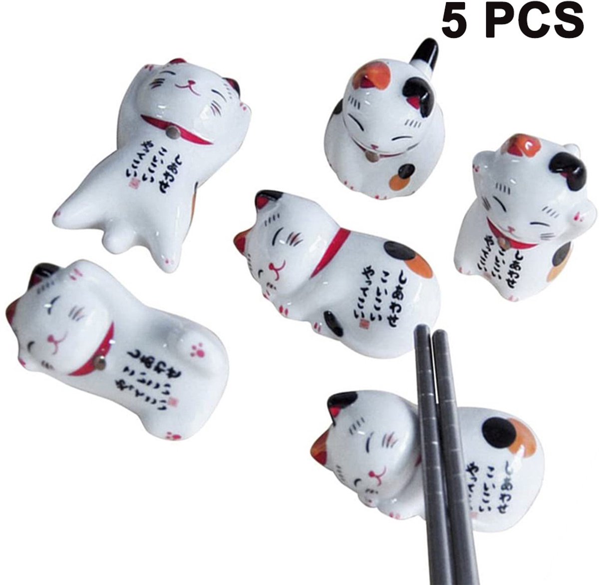 Cuhostki-1-Stuk-Eetstokjes-Houder-Set-Chinese-Cat-Porcelain