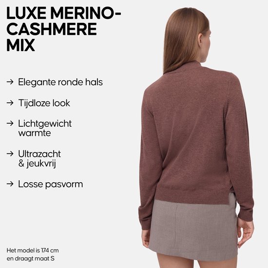 DANISH ENDURANCE Trui van Merinowol met Kasjmiermix - voor Vrouwen - Bruin - Maat L