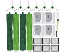 Accessoires voor iRobot Roomba i1+ i3+ i4+ i5+ i6+ i7+ i8+ J5+ J6+ J7 J8+ J9+ E5 E6 E7 Accessoireset Reserveonderdelen 4 stofzakken, 4 hoofdborstel, 6 zijborstels, 6 filters 1
