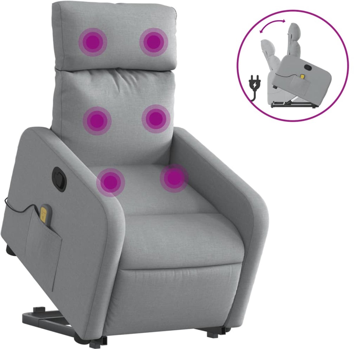 vidaXL Sta-op-massagestoel - verstelbaar - stof - lichtgrijs