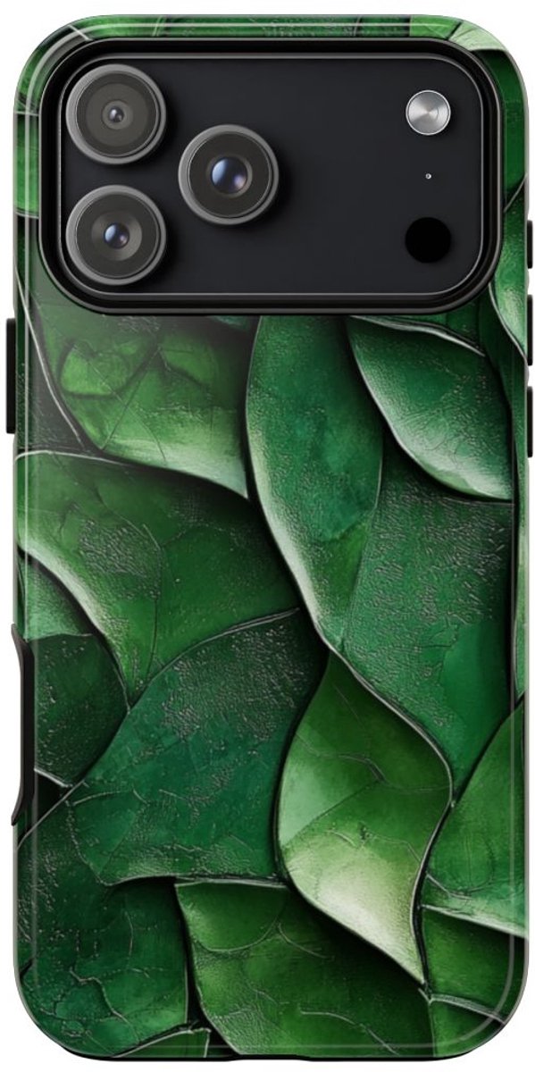 Groen Gesculptuurd Bladmotief – Telefoonhoesje Geschikt voor iPhone 17 Pro Max