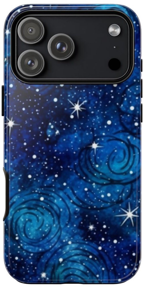 Blauw Sterrenstelsel Patroon – Telefoonhoesje Geschikt voor iPhone 17 Pro Max