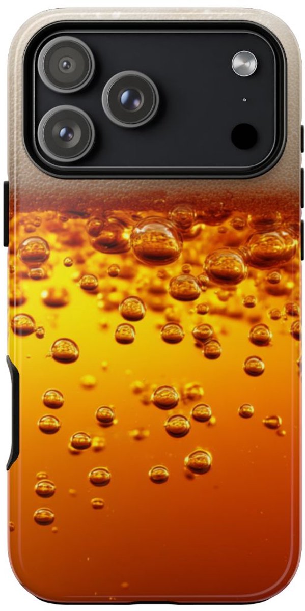 Amberkleurige Bierbellen van Dichtbij – Telefoonhoesje Geschikt voor iPhone 17 Pro Max