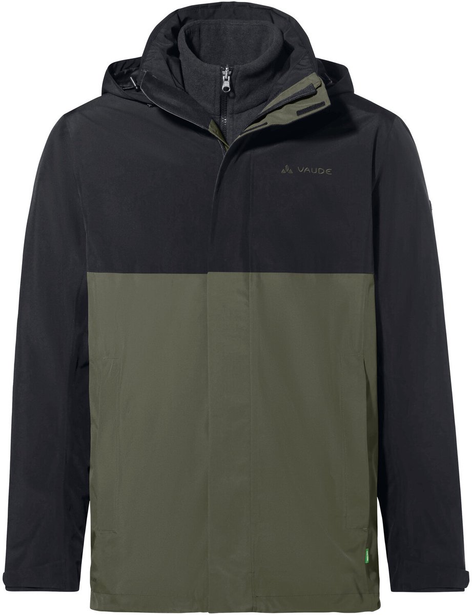 VAUDE Men’s Rosemoor 3in1 Jacket 3in1 Jas Regenjas outdoorJas Regenjas met kap Hardshell Jas Regenjas waterdicht Heren Outdoorjas Zwart