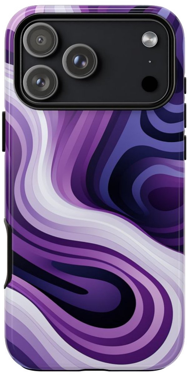 Paars Abstract Golvend Lijnenpatroon – Telefoonhoesje Geschikt voor iPhone 17 Pro Max